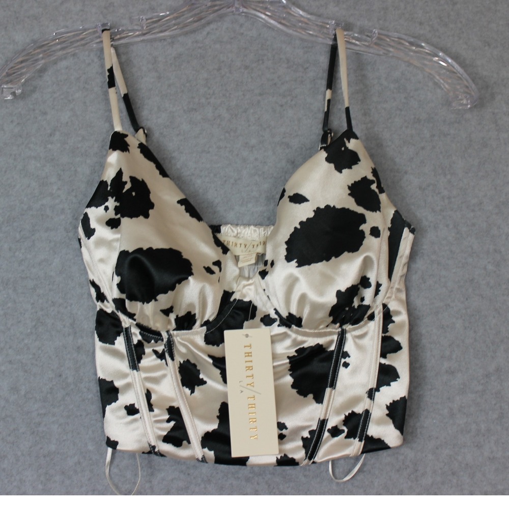 Thirty/Thirty‎ Cow Print Crop Top Corset Size XS NWT